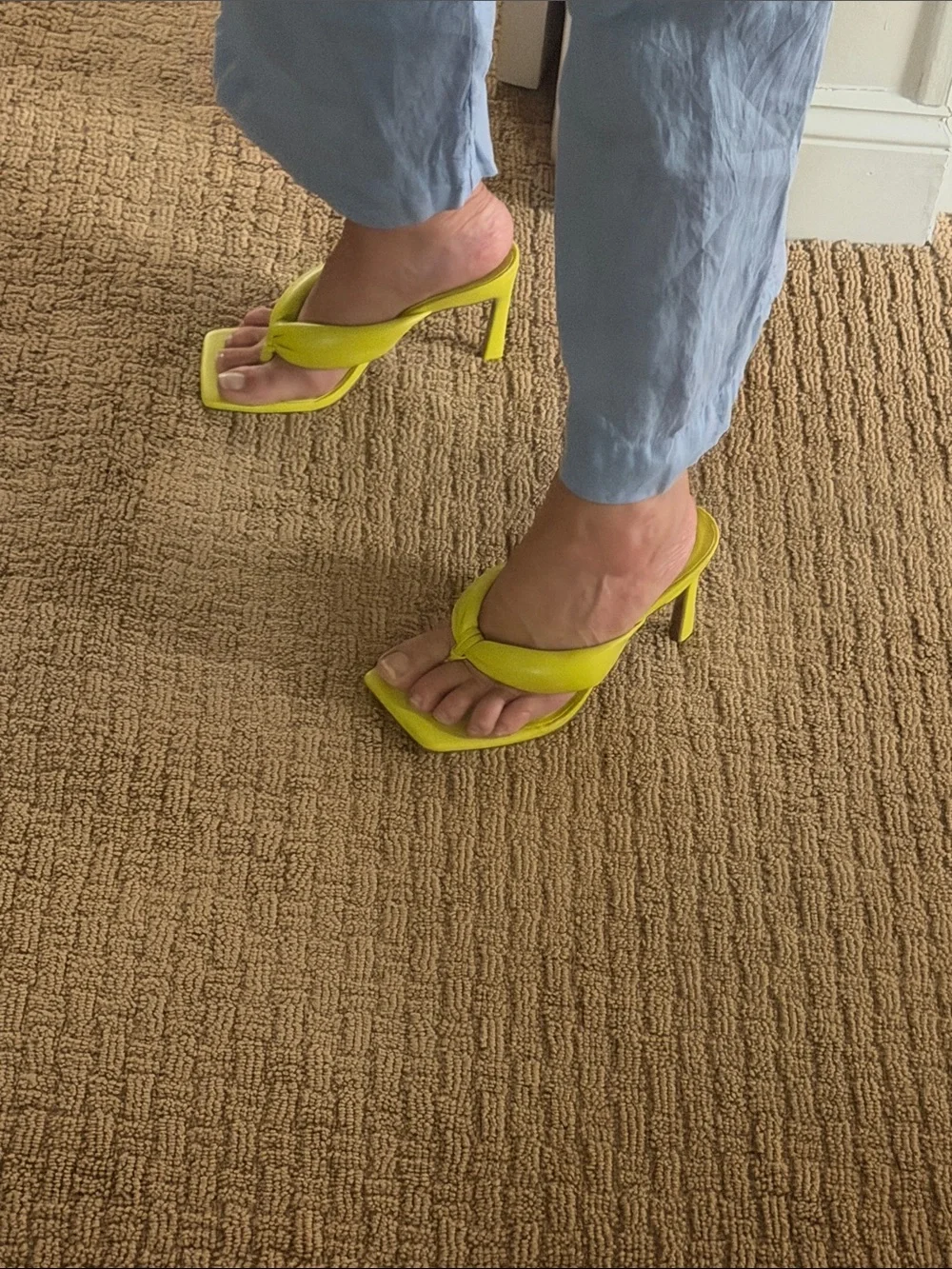 INC International Concepts Women’s Neon Yellow Knotted Toe-Post Sandals